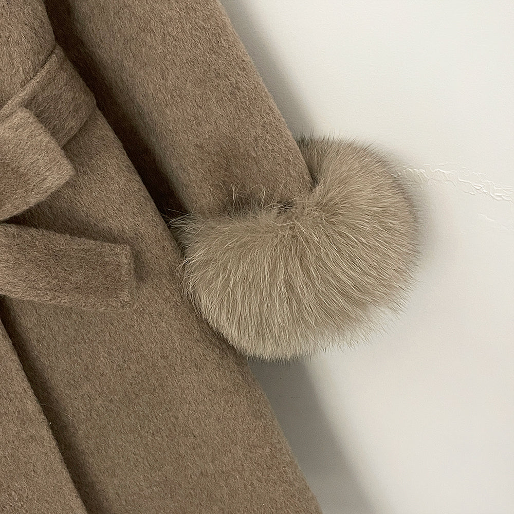 OFTBUY New Autumn Winter Long Clothing Women Fashion Warm Real Fox Fur Collar and Cuffs 100% Wool Jacket Female Natural Fur Coat