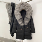 OFTBUY New Winter Genuine Fox Fur Hooded Puffer Coat Women Women's White Duck Down Jacket Outerwear Female Fashion Parkas