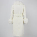 OFTBUY Winter Jacket Women Long Natural Wool Blends Cashmere Real Fur Coat Double Breasted Belt Warm Streetwear New Fashion
