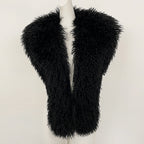 OFTBUY Women's Faux Mongolian Fur Vest Open Front Fluffy Faux Fur Waistcoat with Back Tie New Autumn Winter Outerwear Female