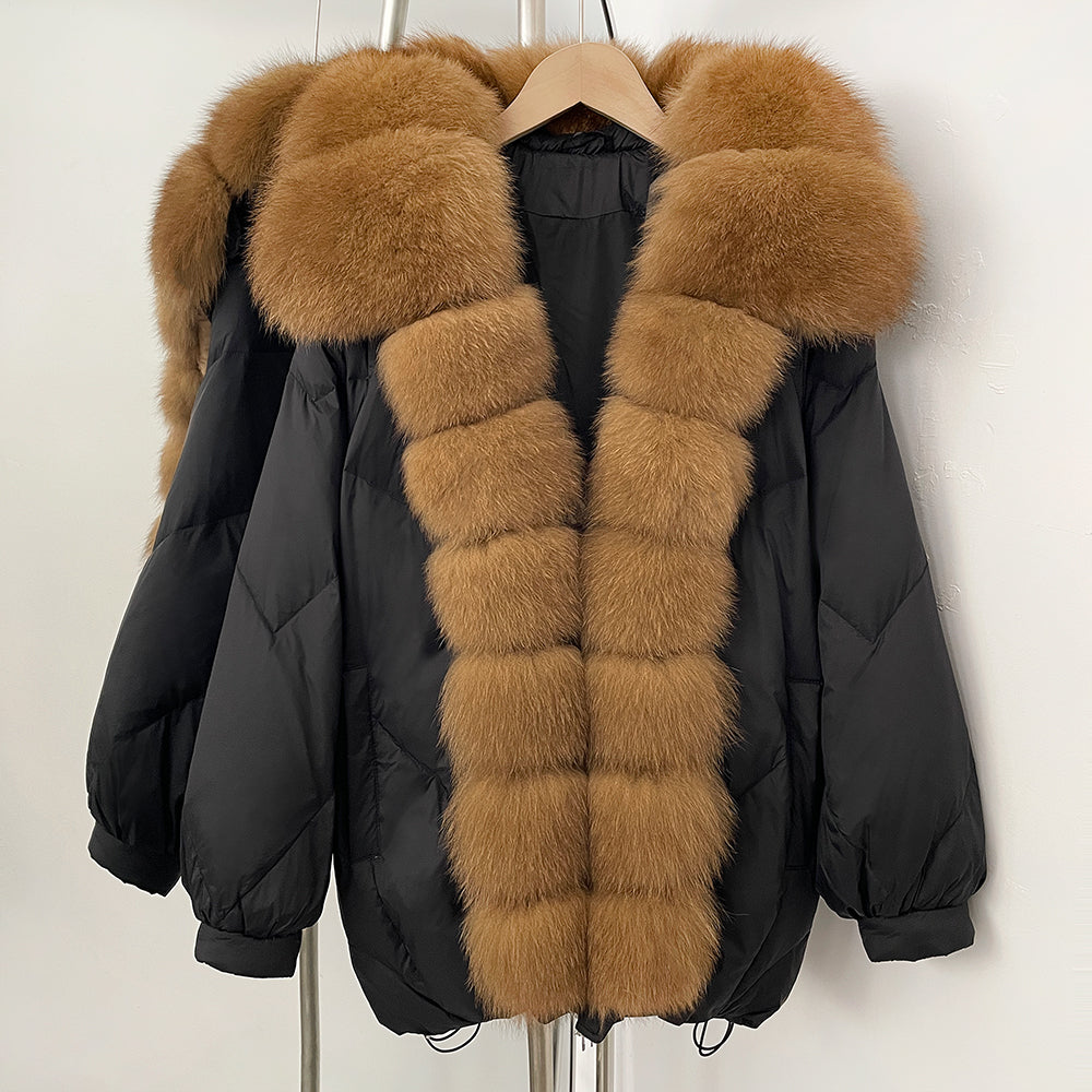 OFTBUY New Autumn Winter Thickened Warm Clothes Women Loose Big Real Fox Fur Goose Down Coat Female Natural Fur Puffer Jacket