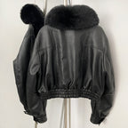 OFTBUY New Spring Autumn Short Top Clothes Women Fashion Pu Leather Jacket with Faux Fur Collar Biker Fake Leather Coat Female