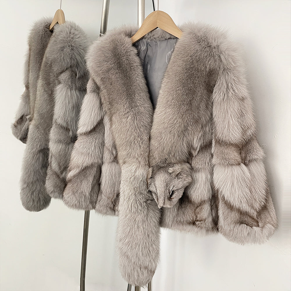OFTBUY New Arrival Women Real Natural Fox Fur Coats Autumn Winter Wholeskin Fox Fur Short Jacket Warm Real Fox Fur Overcoats