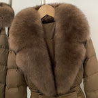 OFTBUY New Winter Real Fox Fur Long Clothes Women Belt Thickened Warm Natural Fur Duck Down Female Luxury Fashion Puffer Jacket