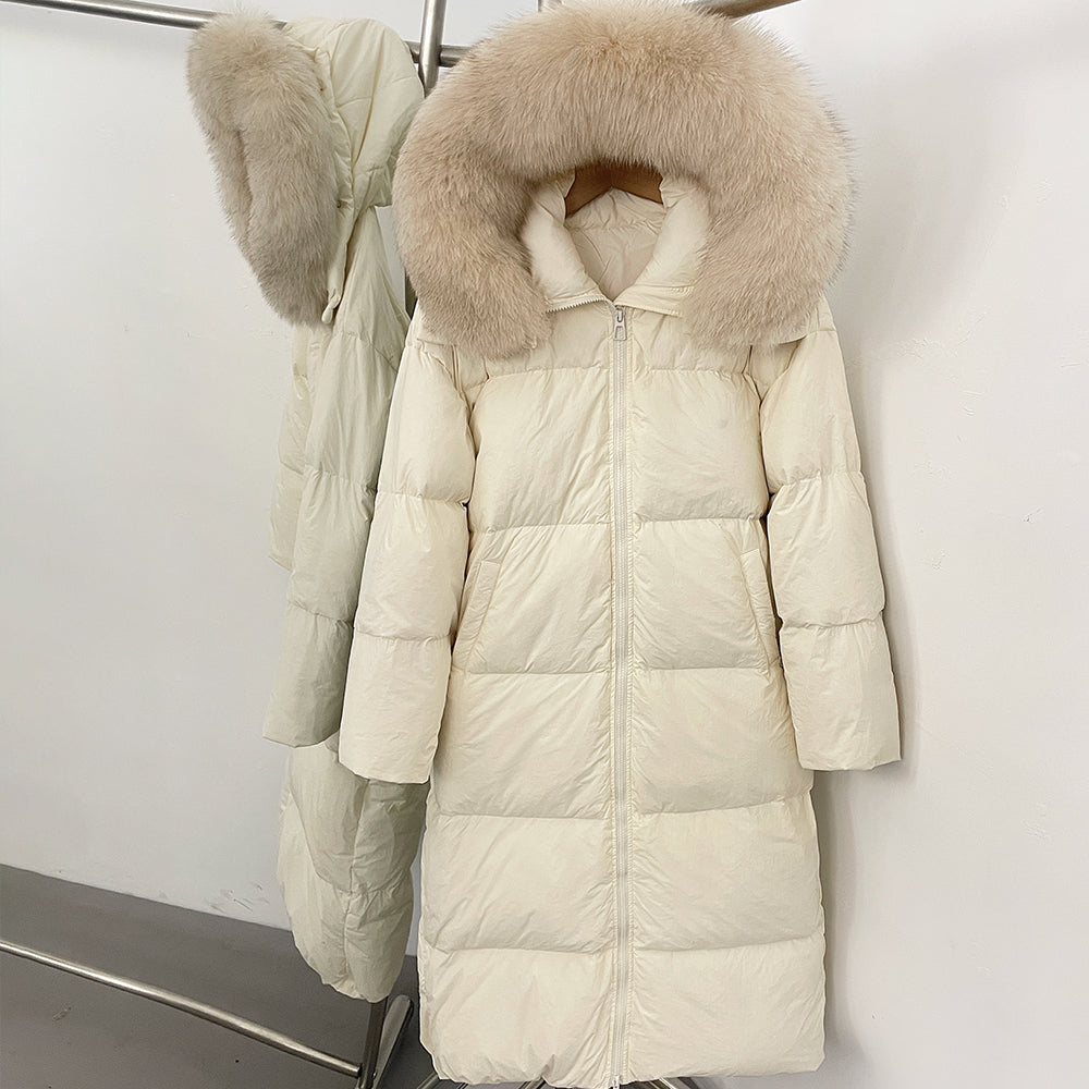 OFTBUY Duck Down Warm Windproof Puffer Coat New Women's Long Hooded Down Jacket Real Fur Collar Winter Thickened Parka Outerwear