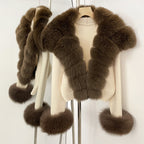 OFTBUY New Autumn Winter Knit Clothing Female Women's Short Cardigan with Big Real Fox Fur Collar Natural Fur Warm Sweater Lady