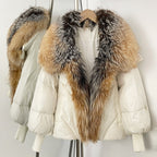 OFTBUY Puffy Sleeve Warm Loose Puffer Jacket New Women's Duck Down Jacket with Large Real Fox Fur Collar Winter Luxury Outerwear