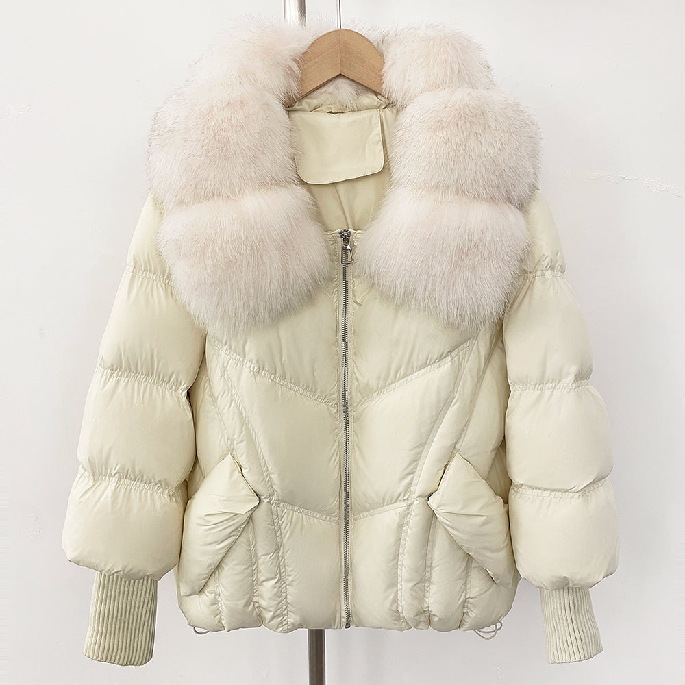 OFTBUY New Autumn Winter Clothes Women Natural Fox Fur Coat Fashion Warm Knit Sleeve Puffer Jacket Real Fur Duck Down Overcoat