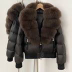 OFTBUY Real Fox Fur Collar Puffer Jacket Female New Winter Top Fluffy Clothing Thick Warm Natural Fur White Duck Down Coat Women