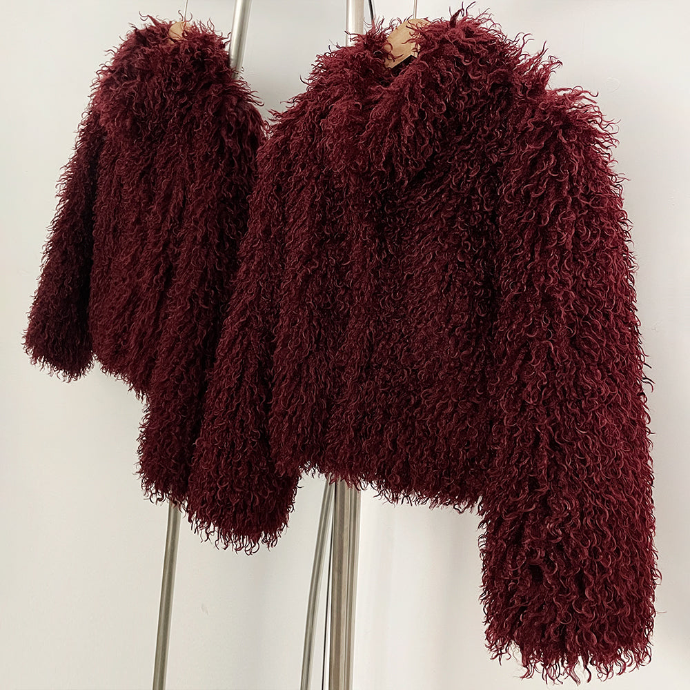 OFTBUY Wholesale Faux Fur Coat Female Artificial Mongolian Sheep Fur Fluffy Jacket Women New Winter Thickened Warm Outerwear Lady