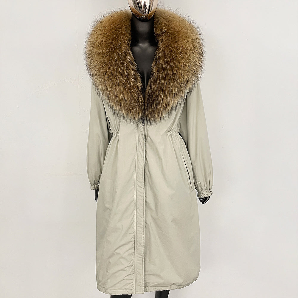 OFTBUY New Zipper Autumn Winter Clothes Women Natural Fox Fur Collar Goose Down Coat Long Warm Thickened Real Fur Puffer Jacket