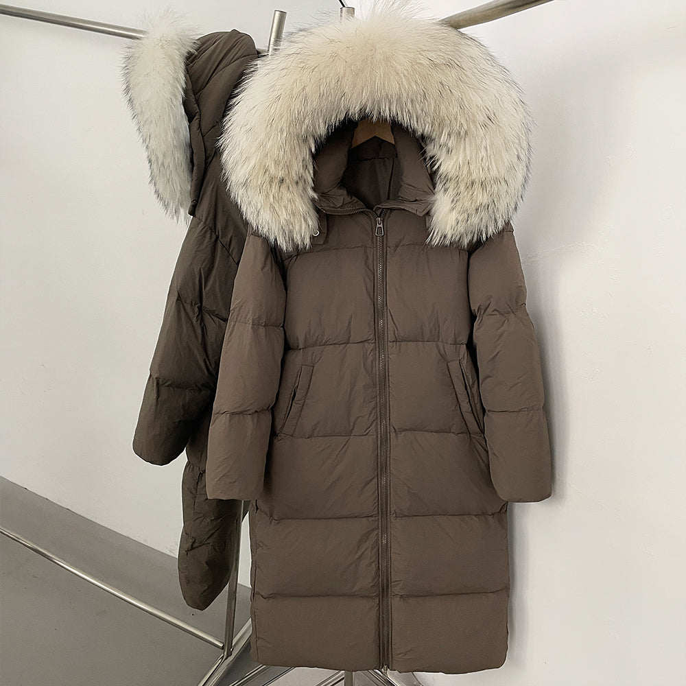 OFTBUY Duck Down Warm Windproof Puffer Coat New Women's Long Hooded Down Jacket Real Fur Collar Winter Thickened Parka Outerwear