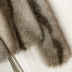 OFTBUY Luxury Collarless Faux Fur Jacket - Chic Short Fluffy Vegan Fur Coat for Women