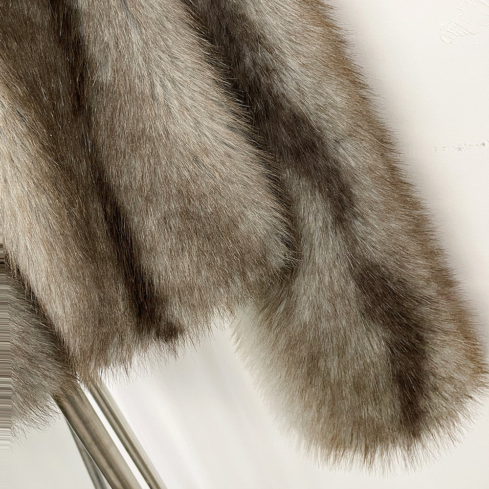 OFTBUY Luxury Collarless Faux Fur Jacket - Chic Short Fluffy Vegan Fur Coat for Women