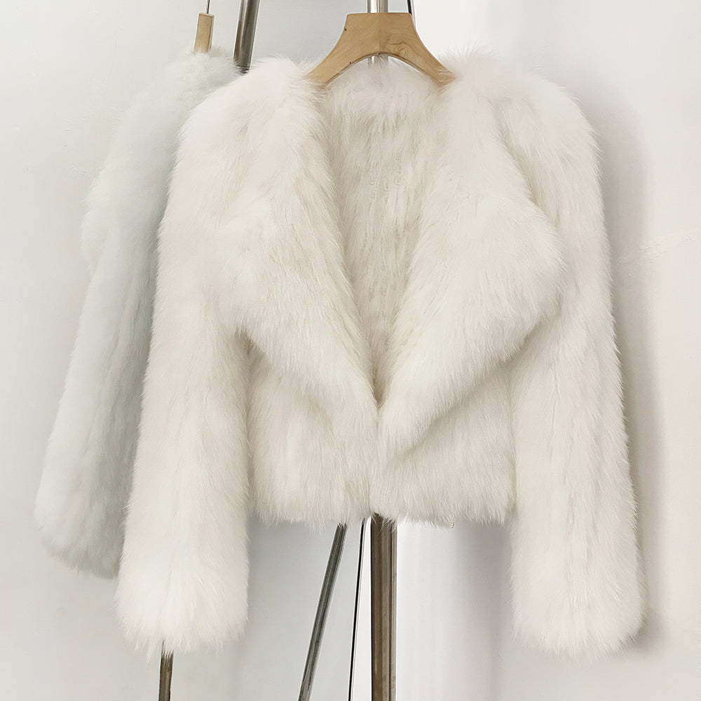 OFTBUY Luxury Short Natural Fox Fur Jacket Female New Autumn Winter Warm Top Clothes Women Weaving Thick Fluffy Real Fur Coat
