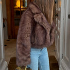 OFTBUY Autumn Winter Clothes Women Fashion Short Faux Fur Jacket Suit Collar Fake Fur Coat Long Sleeve Artificial Fox Fur Overcoat