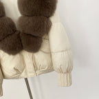 OFTBUY Luxury 90% Duck Down Puffer Jacket with Oversized Real Fox Fur Collar - Short Tiered Winter Coat