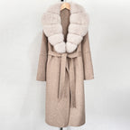OFTBUY New Autumn Winter Top Clothes Female Long Big Real Fox Fur Collar Woolen Jacket Women Fashion Warm Cashmere Wool Coat