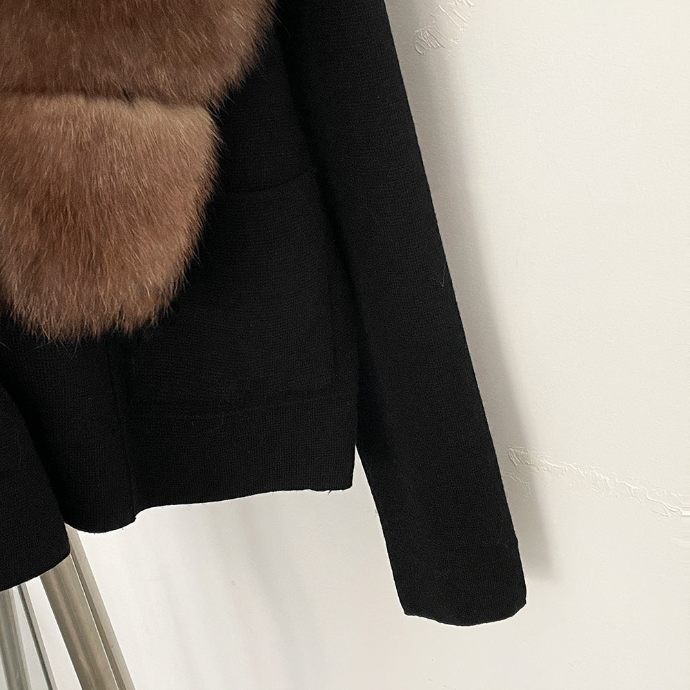 OFTBUY New Women's Knit Cardigan with Large Real Fox Fur Collar Loose Fit Warm Winter Fashion Lady Outerwear Sweater Female