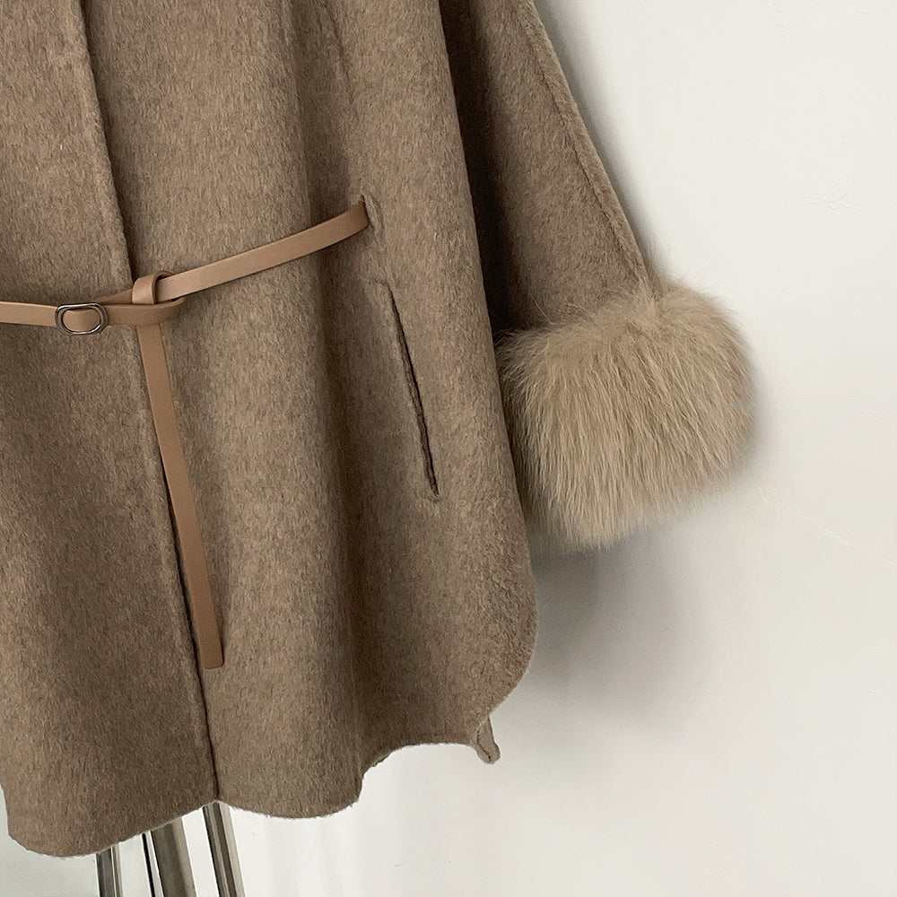 OFTBUY New Autumn Winter Coat Wool Women's Fur Sleeve Detachable Real Fox Fur Collar Warm A-line Jacket Luxury Thick Female Coat