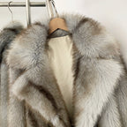 OFTBUY Luxury Oversized Lapel Faux Fur Jacket - Premium Vegan Fur Short Coat for Winter Glamour