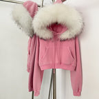 OFTBUY Casual Y2K Hoodie Real Fox Fur Collar Thickened Streetwear Hiphop Hoodie Sweatshirt Vintage Rock Goth Loose Punk Jacket