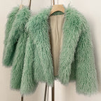 OFTBUY Wholesale Faux Fur Coat Female Artificial Mongolian Sheep Fur Fluffy Jacket Women New Winter Thickened Warm Outerwear Lady