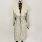 OFTBUY New Zipper Autumn Winter Clothes Women Natural Fox Fur Collar Goose Down Coat Long Warm Thickened Real Fur Puffer Jacket
