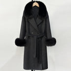 OFTBUY Wholesale New Autumn Winter Clothes Women Real Fox Fur 100% Wool Coat Female Fashion Warm Long Natural Fur Woolen Jacket