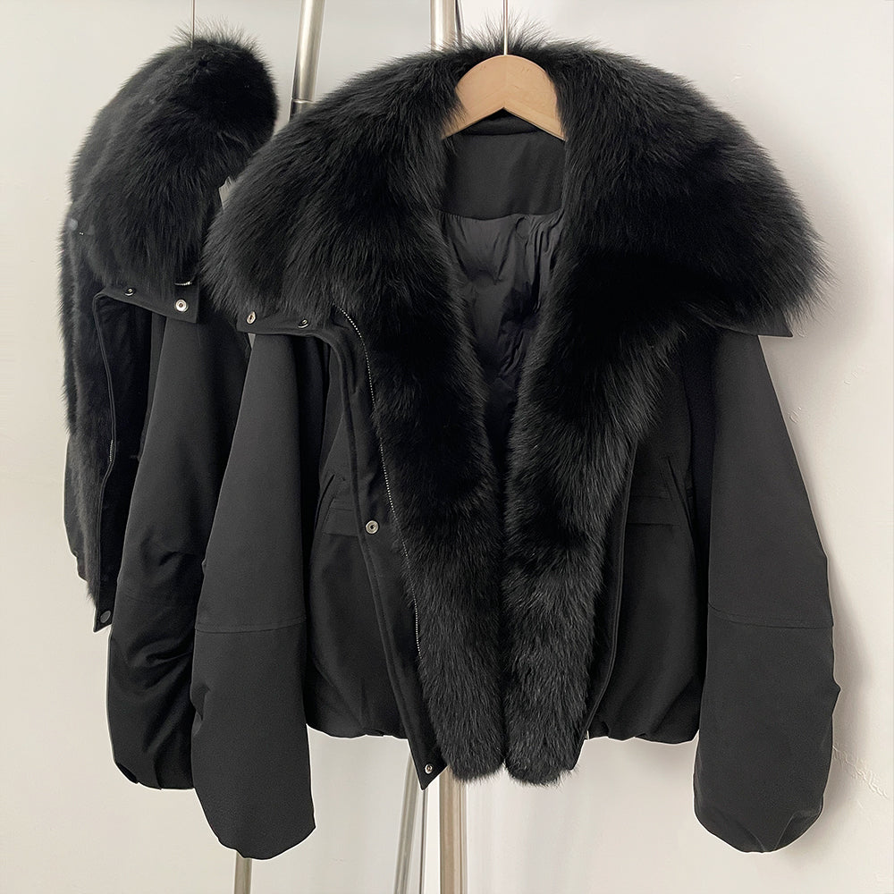 OFTBUY New Winter Warm Thickened Clothing Female Natural Fur Puffer Jacket Women's Dcuk Down Coat with Big Real Fox Fur Collar