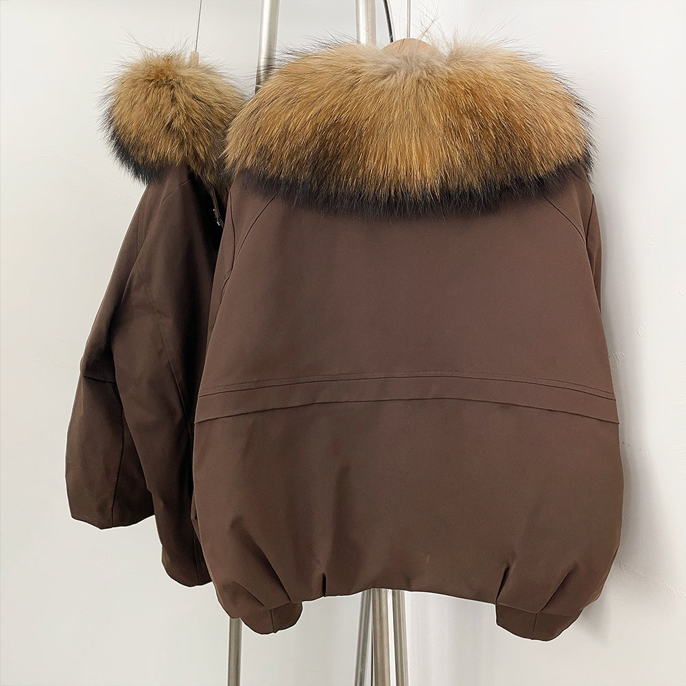 OFTBUY New Winter Warm Thickened Clothing Female Natural Fur Puffer Jacket Women's Dcuk Down Coat with Big Real Fox Fur Collar