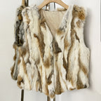 OFTBUY New Autumn Winter Clothes Outerwear Women Natural Patchwork Real Rex Rabbit Fur Vest V-Neck Natural Fur Waistcoat Female