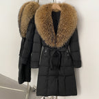 OFTBUY Thickened Warm Duck Down Coat Female Luxury Long Belt New Winter Natural Fox Fur Clothes Women Silm Puffer Jacket Outwear