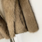 OFTBUY Chic Oversized Lapel Faux Fur Jacket - Premium Vegan Fur Winter Coat with Soft Texture