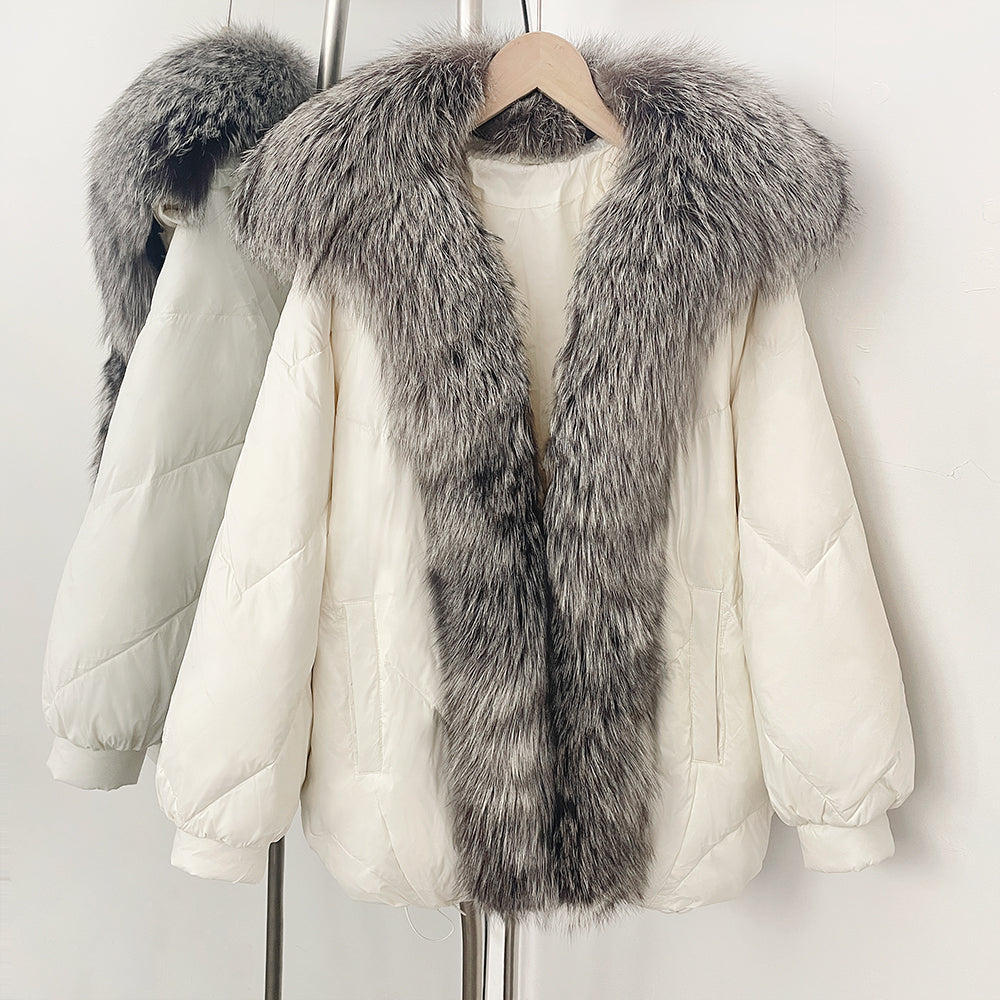 OFTBUY New Autumn Winter Thickened Warm Clothes Women Loose Big Real Fox Fur Goose Down Coat Female Natural Fur Puffer Jacket