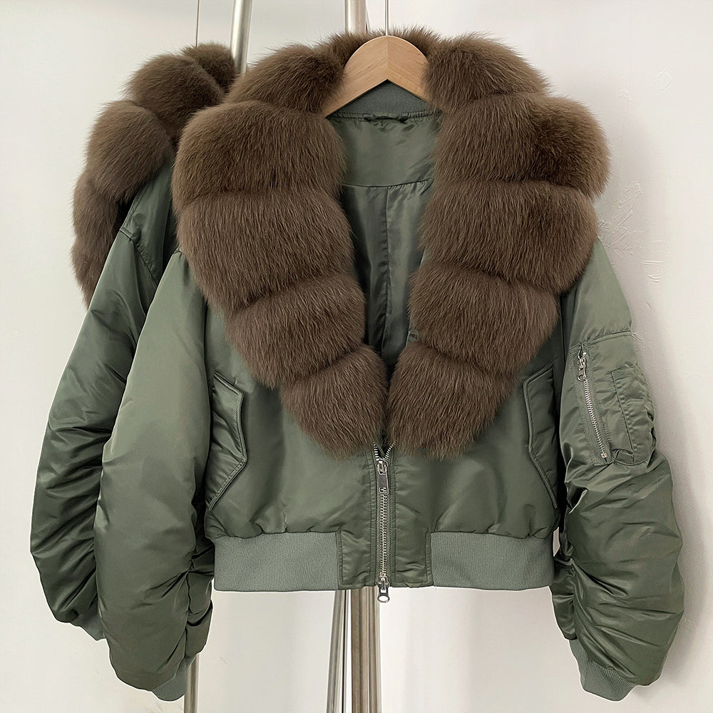 OFTBUY Short Thickened Warm Puffer Jacket Female New Autumn Winter Real Fox Fur Collar Clothes Women Natural Fur Duck Down Coat