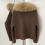 OFTBUY Fashion Short Warm Wool Coat with Real Fox Fur Collar New Autumn Winter Clothes Women Luxury Woolen Jacket Outerwear