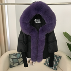OFTBUY Hooded Natural Thick Winter Jacket Women Outerwear Real Fox Fur Coat Woman Warm Loose Oversize Duck Down Coat Streetwear