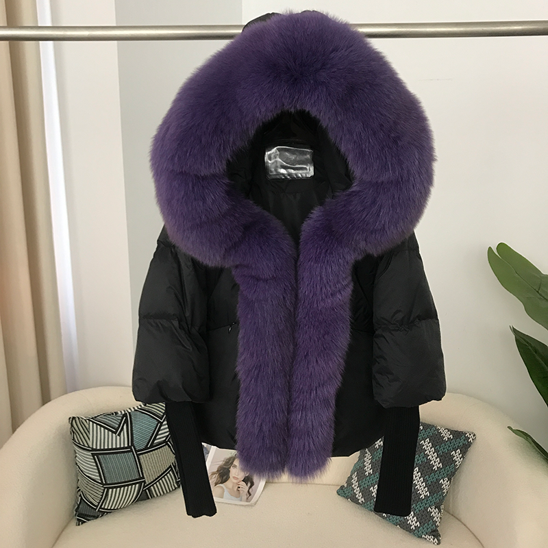 OFTBUY Hooded Natural Thick Winter Jacket Women Outerwear Real Fox Fur Coat Woman Warm Loose Oversize Duck Down Coat Streetwear