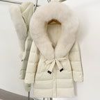 OFTBUY New Winter Genuine Fox Fur Hooded Puffer Coat Women Women's White Duck Down Jacket Outerwear Female Fashion Parkas