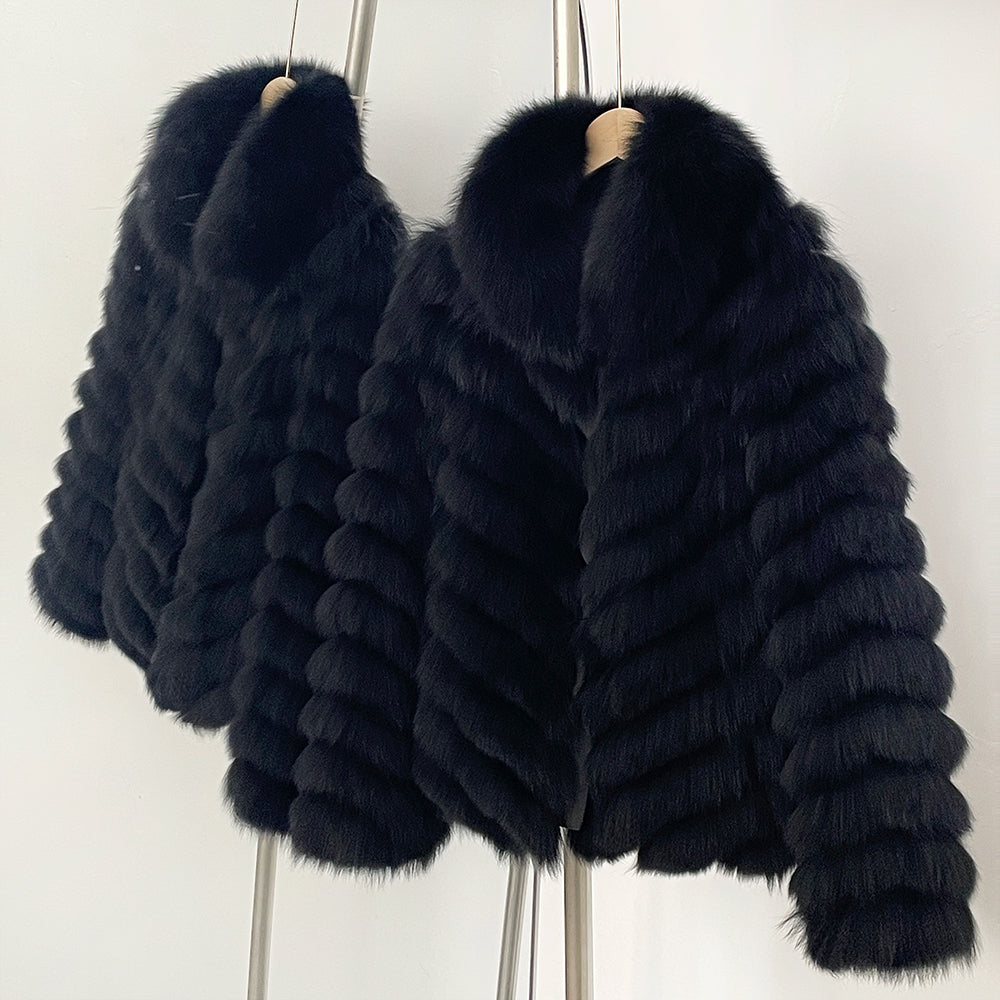 OFTBUY 2-in-1 Reversible Luxury Jacket - 100% Real Fox Fur Coat & Windproof Winter Parka