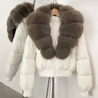 OFTBUY Knit Cuff Short Real Fox Fur Collar Duck Down Coat Female New Autumn Winter Clothes Women Genuine Fur Puffer Jacket