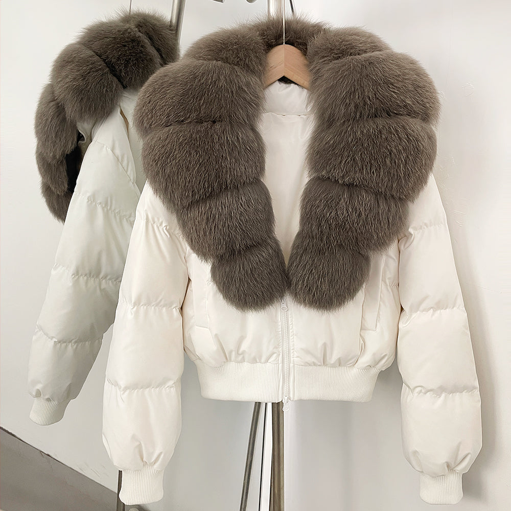 OFTBUY Knit Cuff Short Real Fox Fur Collar Duck Down Coat Female New Autumn Winter Clothes Women Genuine Fur Puffer Jacket