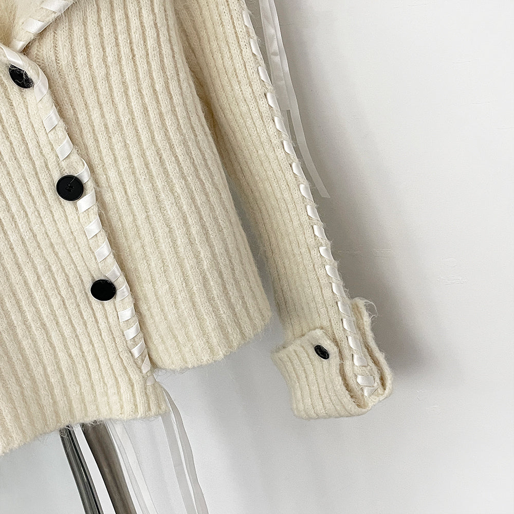 OFTBUY New Spring Autumn Top Cardigan Clothing Female Short Slim Real Fox Fur Knitted Sweater Women Real Fur Knittig Jacket Lady