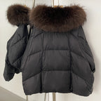 OFTBUY Thicken Warm Knitted Sleeve Coat New Winter Large Real Fur Hooded Puffer Jacket Women White Duck Down Mid Long Parka