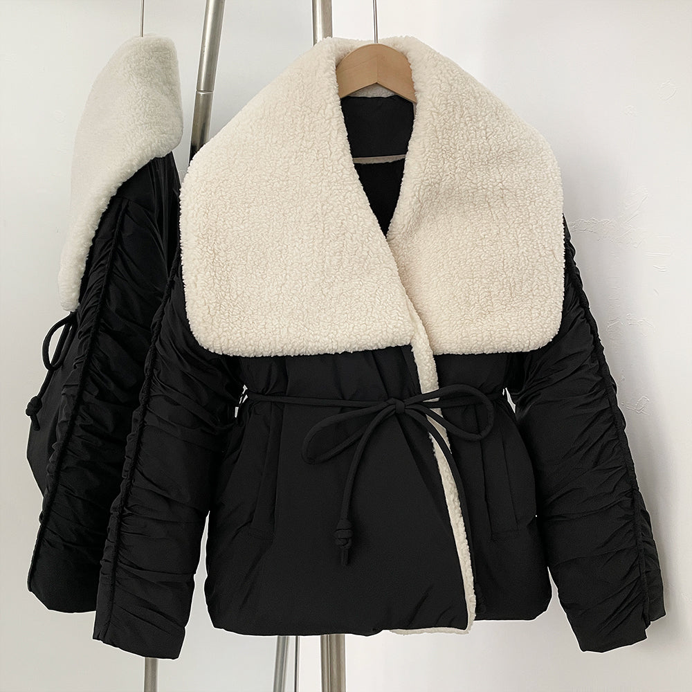 OFTBUY New Autumn Winter Clothes Women Luxury Big Collar White Duck Down Coat Female Lapel Sashes Thick Warm Puffer Jacket