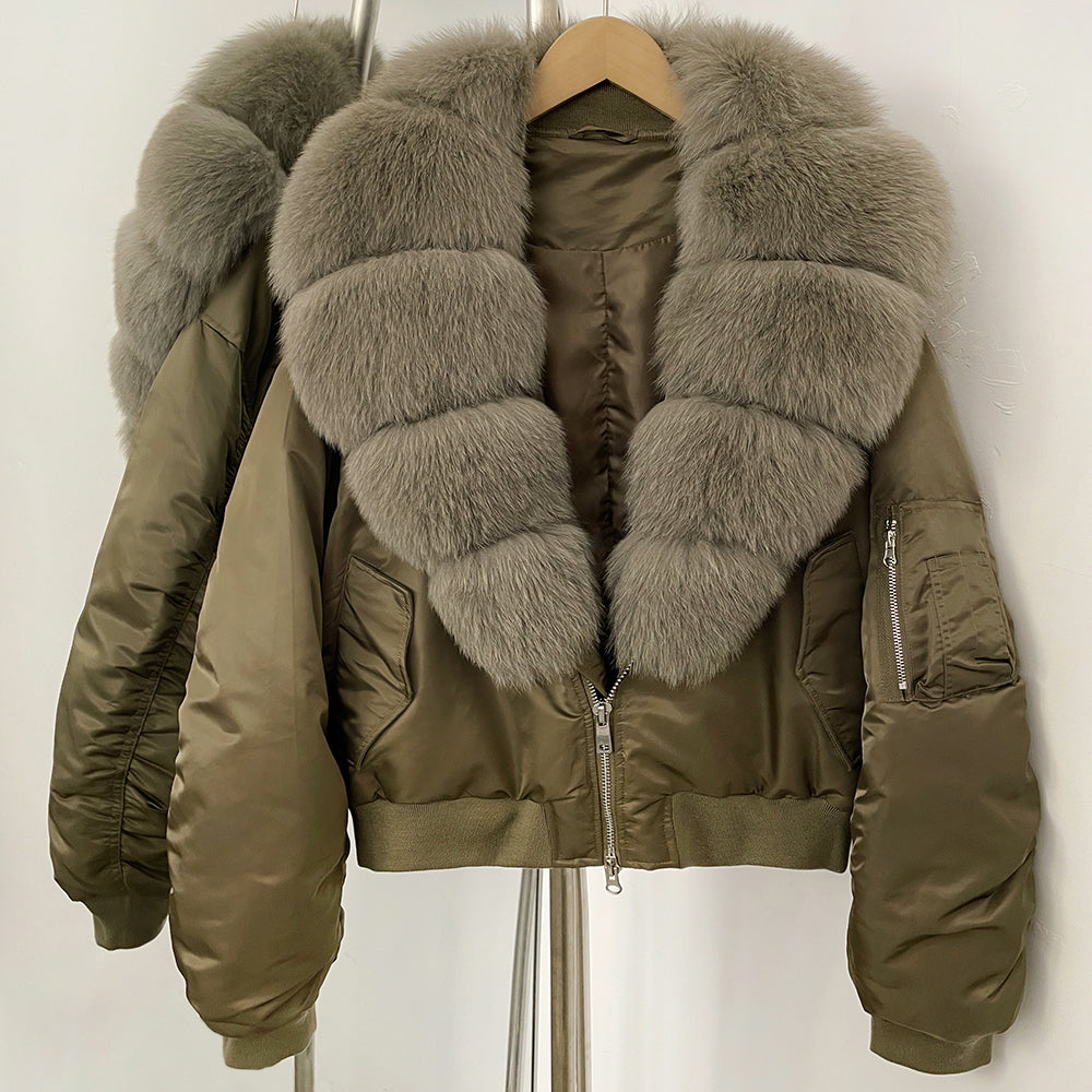 OFTBUY Short Thickened Warm Puffer Jacket Female New Autumn Winter Real Fox Fur Collar Clothes Women Natural Fur Duck Down Coat