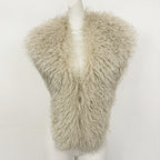 OFTBUY Women's Faux Mongolian Fur Vest Open Front Fluffy Faux Fur Waistcoat with Back Tie New Autumn Winter Outerwear Female