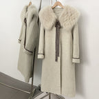 OFTBUY New Autumn Winter Clothes Women Long Real Fox Fur Wool Coat Female Natural Fur Collar Woolen Jacket Preppy Outerwear Lady