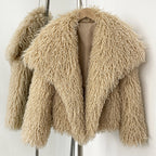 OFTBUY New Autumn Winter Clothes Women Fashion Big Collar Artificial Mongolia Sheep Fur Jacket Luxury Faux Fur Coat Fake Fur Overcoat